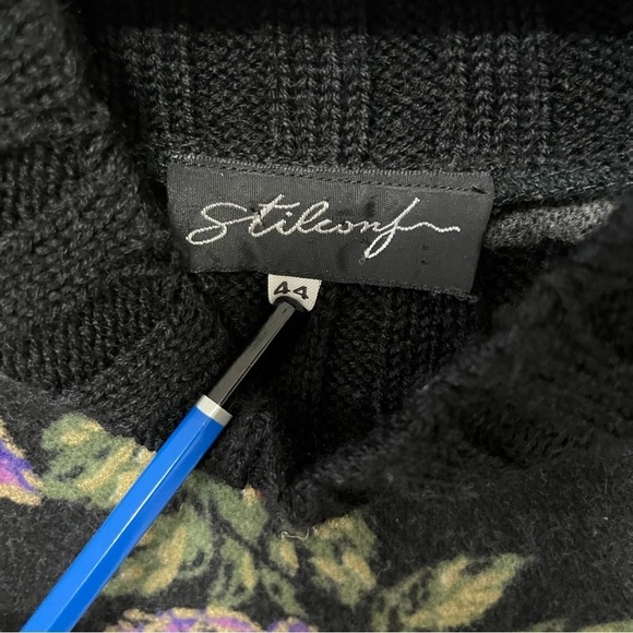 VINTAGE MADE IN ITALY KNIT WOOL MULTICOLOUR FLORAL MIDI DRESS - Picture 3 of 11